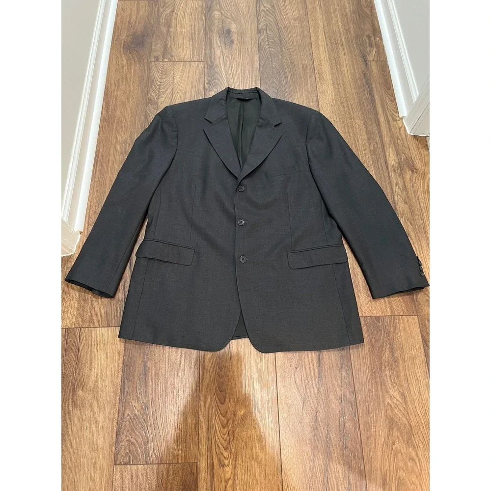 Brooks Brothers 346 Mens 44R Wool Stretch Blazer Charcoal Gray 3‎ Button Jacket